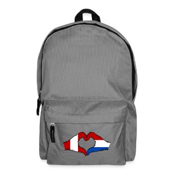 Drapeau Pérou-Hollande, mains en forme de cœur, utilisé - Sac à dos - gris éléphant - Devant