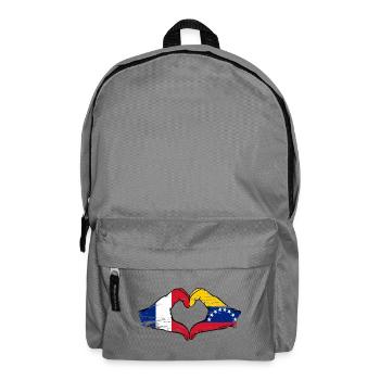 France Venezuela Flag Hands Heart Shape - Backpack - elephant grey - Front