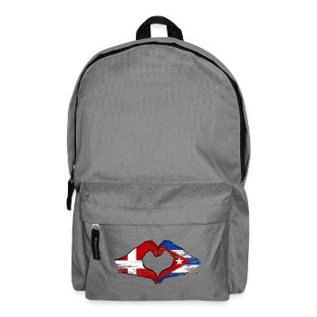 Dänemark Kuba Flagge Hände Herz - Rucksack - Mittelgrau - Vorne
