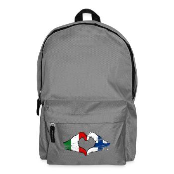 Italy Finland Flag Hands Heart Shape Used - Backpack - elephant grey - Front