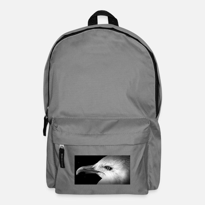 Schwarzweißes Möwenprofil - Rucksack - Mittelgrau