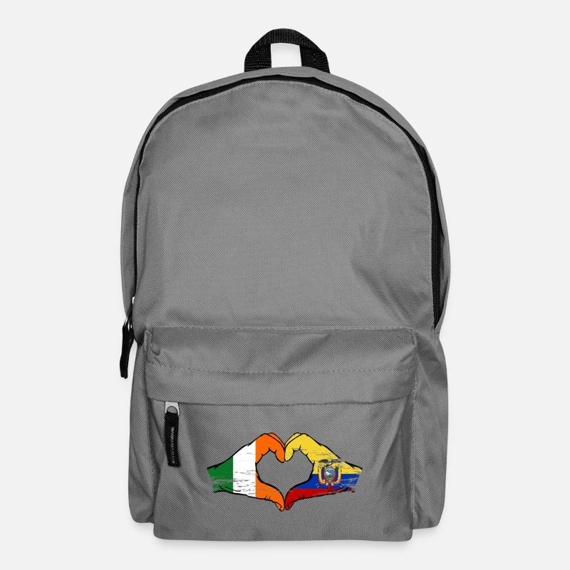 Cœur du drapeau de l’Irlande et de l’Équateur utilisé - Sac à dos - gris éléphant