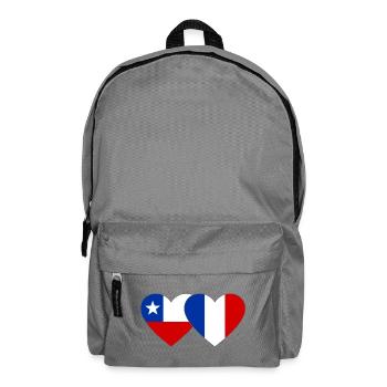 Chile France Flag Heart - Backpack - elephant grey - Front