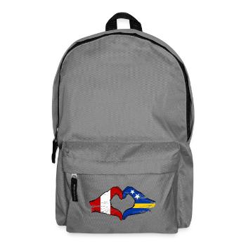 Peru Curacao flag hands heart shape used - Backpack - elephant grey - Front
