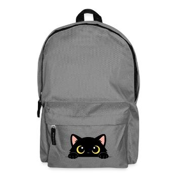 Neugierige schwarze Katze – niedliche gelbe Augen - Rucksack - Mittelgrau - Vorne