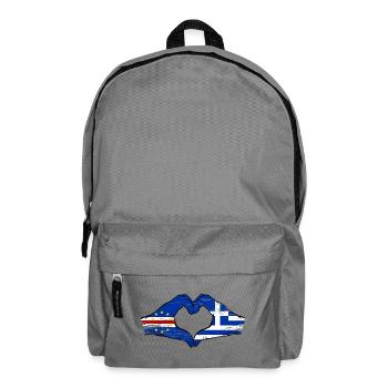 Cape Verde Greece flag hands heart shape used - Backpack - elephant grey - Front
