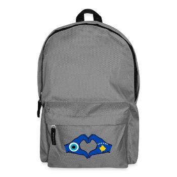 Kosovo Nazar flag hands heart shape used - Backpack - elephant grey - Front