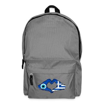 Greece Mati Flag Hands Heart Shape Used - Backpack - elephant grey - Front
