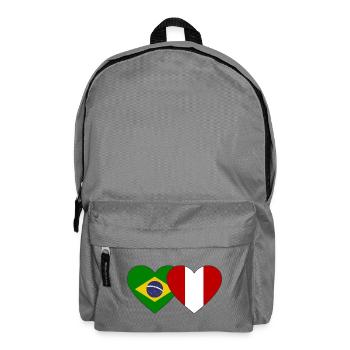 Brazil Peru Flag Hands Heart Shape Used - Backpack - elephant grey - Front
