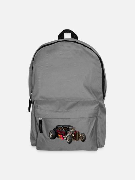 Flammenhotrod mit Chrommotor - Rucksack - Mittelgrau