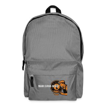 Mahlgrad-Nerd – Kaffee Geschenk für Barista & Kaff - Rucksack - Mittelgrau - Vorne