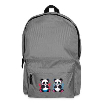 Frère et sœur panda - Sac à dos - gris éléphant - Devant