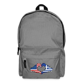 États-Unis Grèce Drapeau Mains Coeur Forme - Sac à dos - gris éléphant - Devant