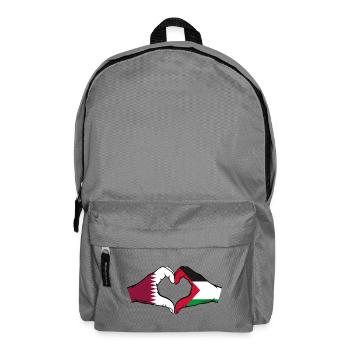 Qatar Palestine Flag Hands Heart Shape - Backpack - elephant grey - Front