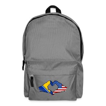 Bosnia USA flag hands heart shape used - Backpack - elephant grey - Front