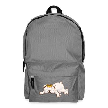 Ours endormi avec couronne – Motif d’animal mignon - Sac à dos - gris éléphant - Devant