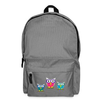 Colorful Glasses Owls Trio - Backpack - elephant grey - Front