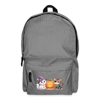 Süße Halloween Katzen mit Kürbis – Smilla & Fiete - Rucksack - Mittelgrau - Vorne