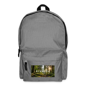 T-Shirt mit Wald-Design: Atmen - Rucksack - Mittelgrau - Vorne