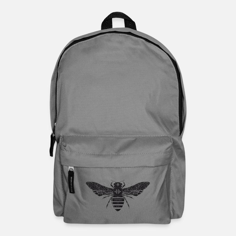 kunstvoll gestaltete Biene - Rucksack - Mittelgrau