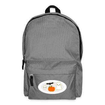 Halloween Cookie Plate With Pumpkin Ghost Skull  - Backpack - elephant grey - Front