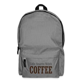 Life Starts With Coffee - Coffee Lover Saying - Backpack - elephant grey - Front