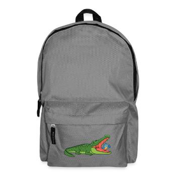 Lachendes Krokodil mit Vogel - Rucksack - Mittelgrau - Vorne