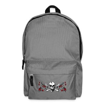 Totenkopf Rosenornament Skull-Rose - Rucksack - Mittelgrau - Vorne