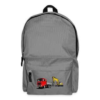 Lastauto mit Bagger - Rucksack - Mittelgrau - Vorne