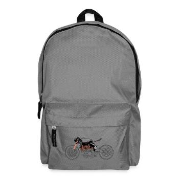 Motorrad Biker Illustration Zeichnung Symbol Icon - Rucksack - Mittelgrau - Vorne