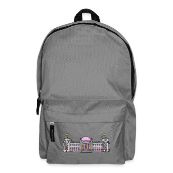 Der Bundestag in Berlin mit Regenbogenfahnen - Rucksack - Mittelgrau - Vorne