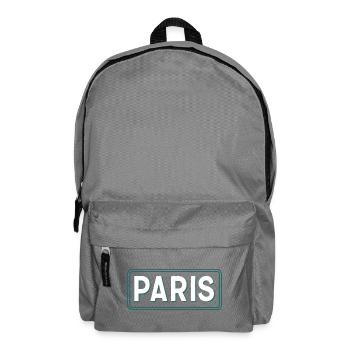 Paris Line Art Panel Green White - Backpack - elephant grey - Front