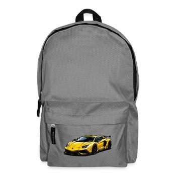 Yellow sports car illustration - Backpack - elephant grey - Front