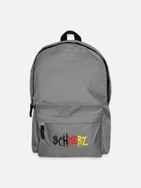 Schmerz – Grunge Schriftzug Schwarz Rot Gold - Rucksack - Mittelgrau