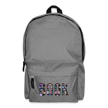 Book Spelled with Bookshelves, Reading and Literat - Backpack - elephant grey - Front