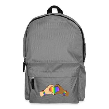 Stolz Herz Hände Einheit Regenbogen Liebe Unterstützt Kunst - Rucksack - Mittelgrau - Vorne