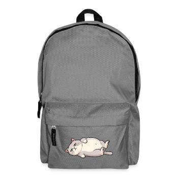 Schlafkater Cartoon in Grau-Weiß Dicke Katze - Rucksack - Mittelgrau - Vorne