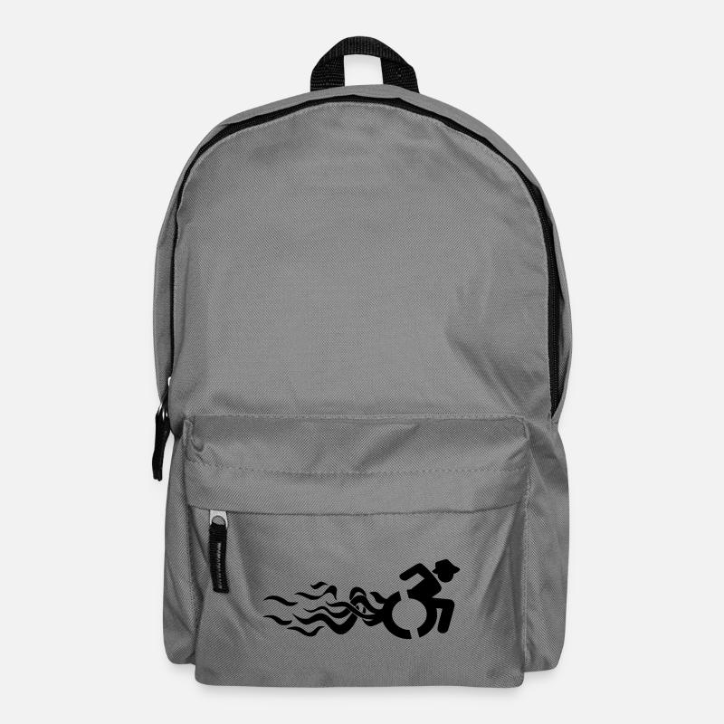 Wheelchair user with flames # - Backpack - elephant grey