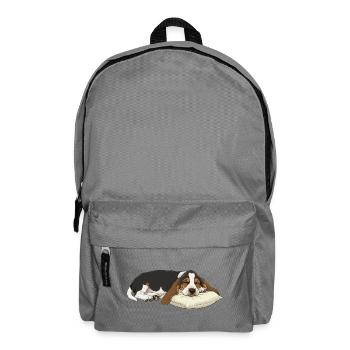 Sleeping Basset Hound on Pillow - Backpack - elephant grey - Front