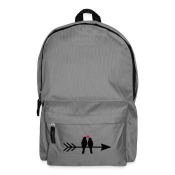Bird Birds Heart Couple on Arrow Gift Love - Backpack - elephant grey - Front