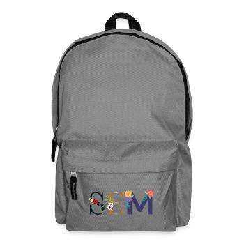 Nom SEM décoré de fleurs - Sac à dos - gris éléphant - Devant