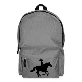 Reiterin mit wehenden langen Haaren - Rucksack - Mittelgrau - Vorne