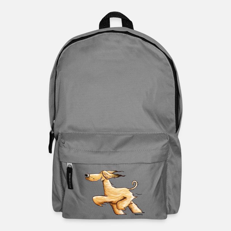 Rennender Afghanischer Windhund - Afghane - Rucksack - Mittelgrau