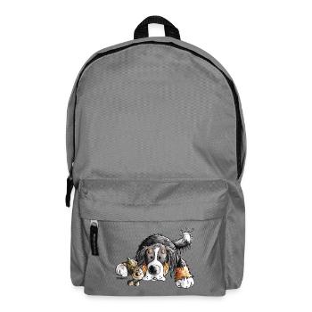 Berner Sennenhund knuddelt Teddy - Hund - Comic - Rucksack - Mittelgrau - Vorne