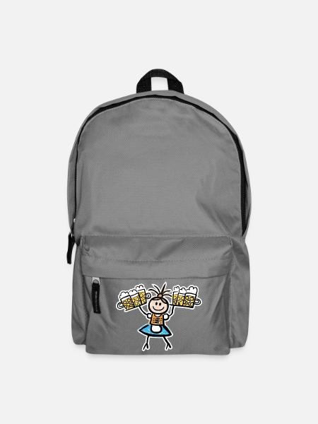 Kellnerin im Dirndl mit Biertablett - Rucksack - Mittelgrau
