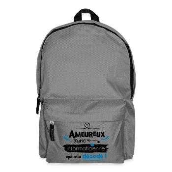Amoureux d'une informaticienne ! humour geek - Sac à dos - gris éléphant - Devant