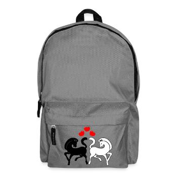 Two horses black and white with three hearts - Backpack - elephant grey - Front