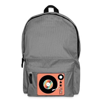 Retro Plattenspieler Vintage Vinyl Plattenspieler - Rucksack - Mittelgrau - Vorne