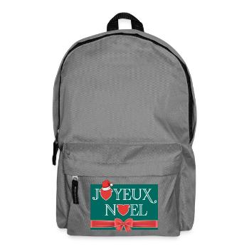 Joyeux Noël tête de cœur staffie et nœud cadeau - Sac à dos - gris éléphant - Devant