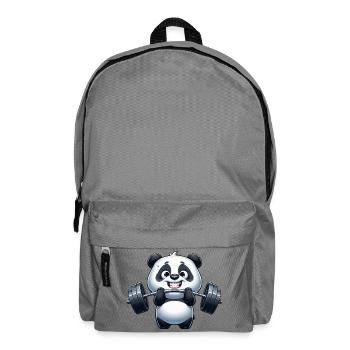 Panda with Dumbbell Bamboo China Fitness Bodybuilding - Backpack - elephant grey - Front